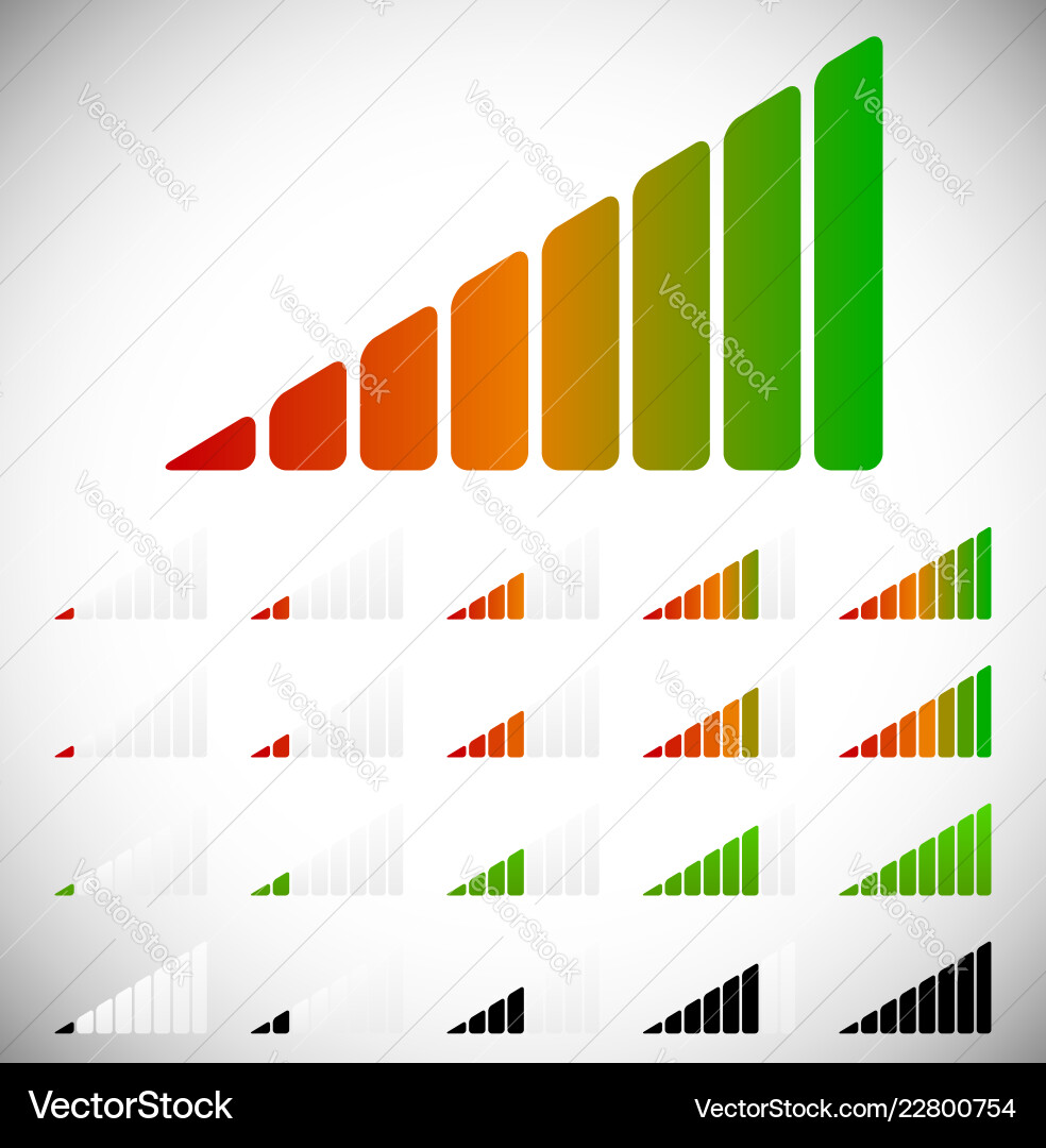 Signal strength progress or level indicators Vector Image