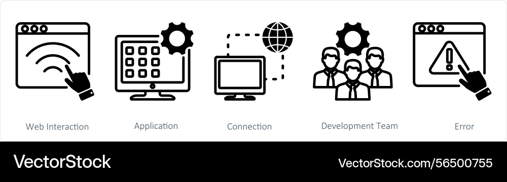 A set of 5 web design icons as interaction vector image