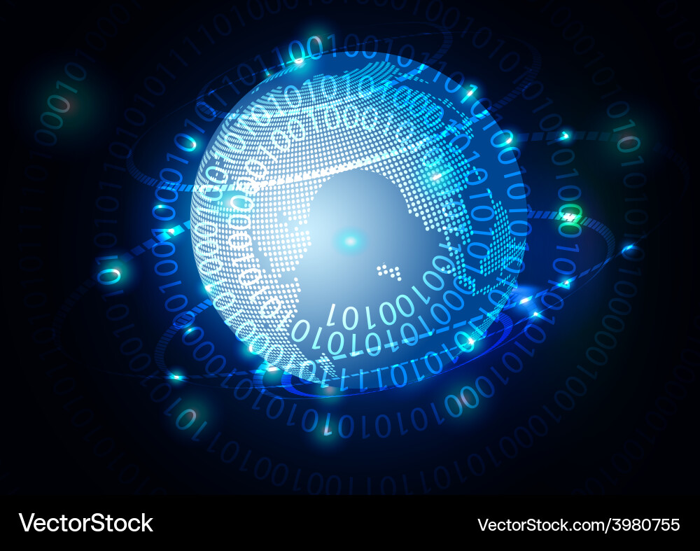 Abstract tech with globe background Vector Image