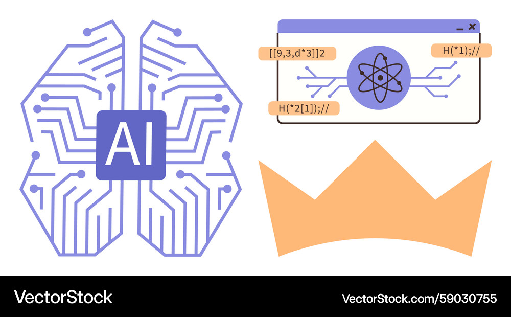 AI Brain Coding Interface Vector Image
