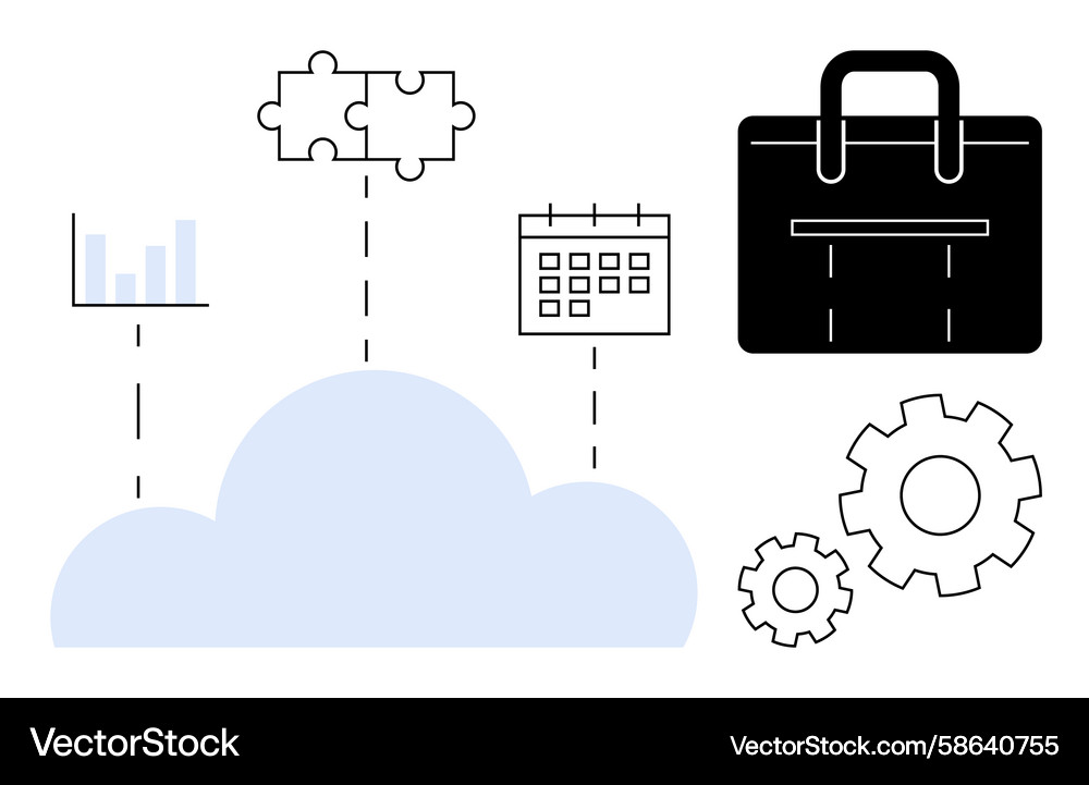 Cloud-based business operations with data Cloud-based business operations with data Vector Image