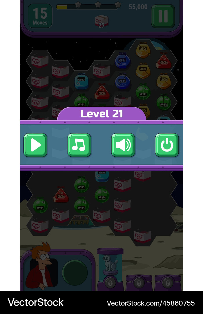 Complete set of level button game ui pop-up icon vector image