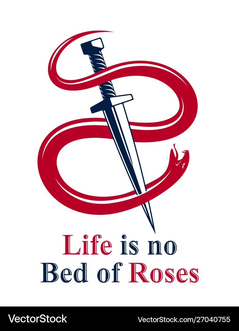 Dagger kills a snake defeated serpent wraps Dagger kills a snake defeated serpent wraps vector image