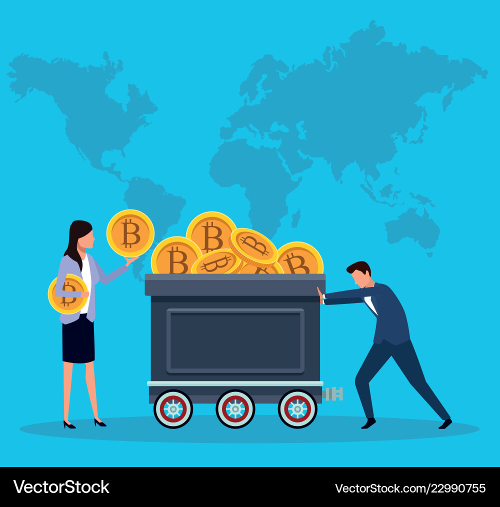 Digital mining bitcoin Digital mining bitcoin vector image
