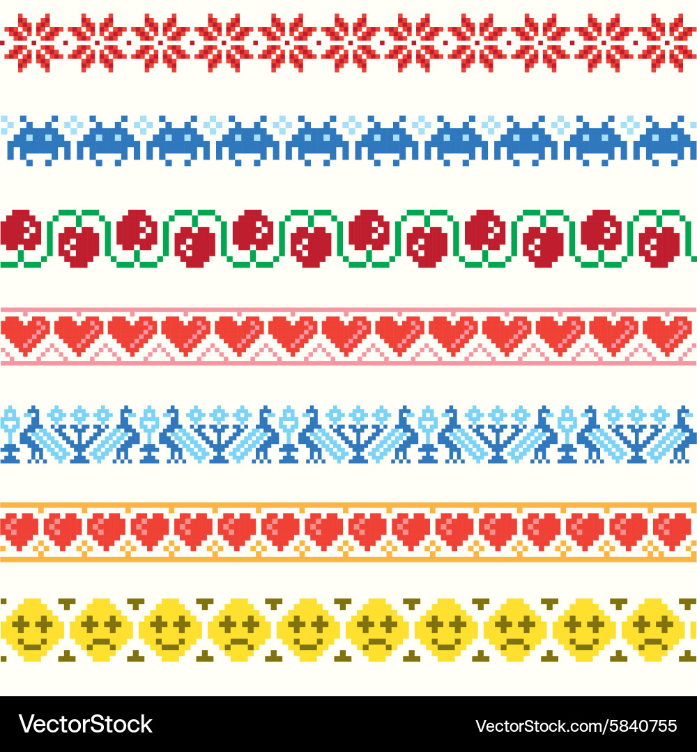Floral Embroidery Patterns Vector Image