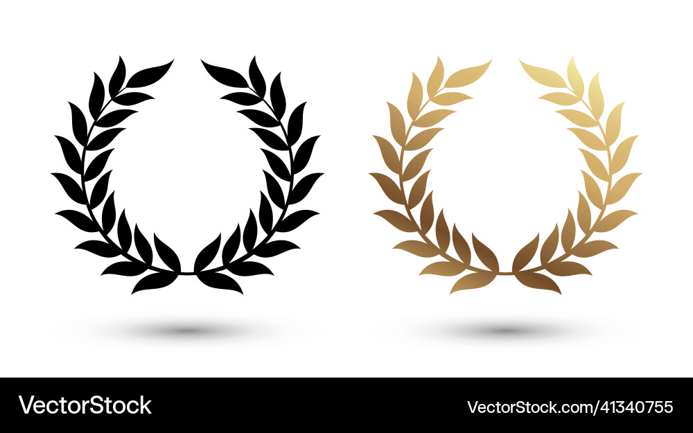 Golden laurel wreath icon set Golden laurel wreath icon set vector image