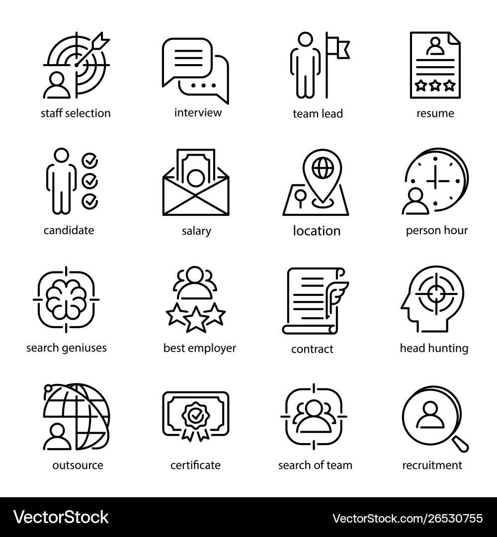 Head hunting icon set employment and recruitment vector image