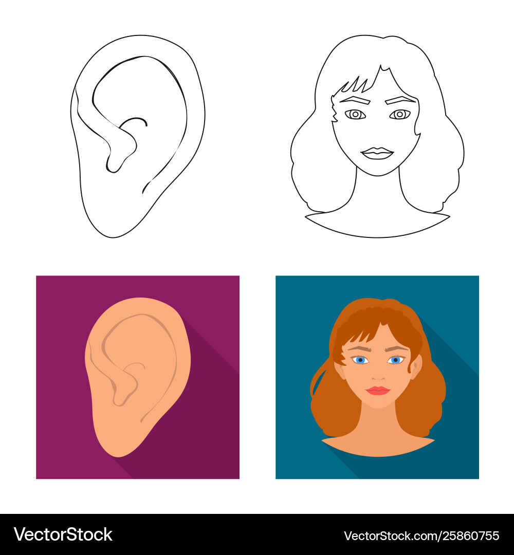 Isolated object body and part sign collection vector image