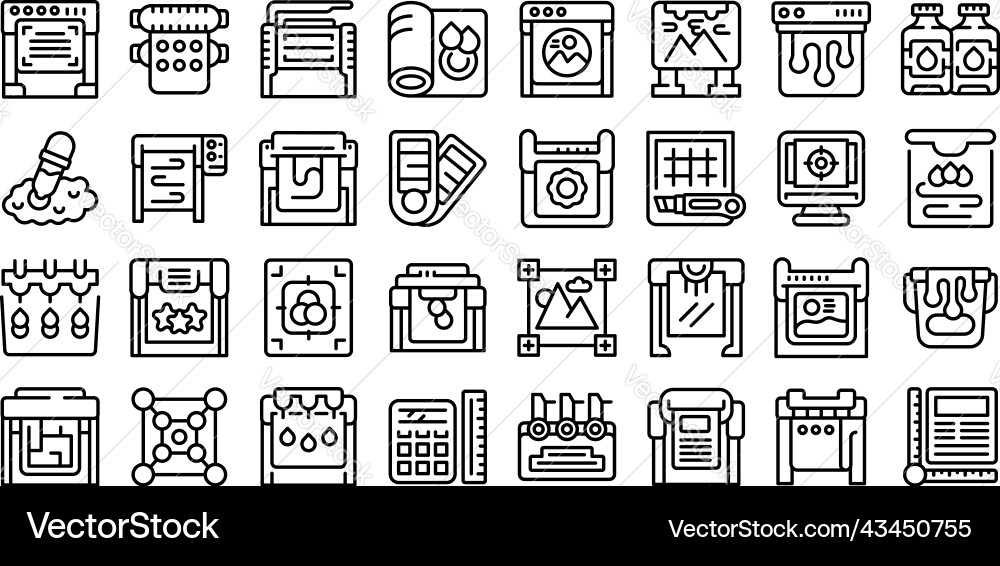 Plotter icons set outline printer machine Plotter icons set outline printer machine vector image