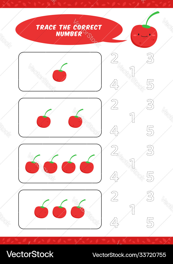Preschool Counting Learn Worksheet Tracing Vector Image Preschool Counting Learn Worksheet Tracing Vector Image