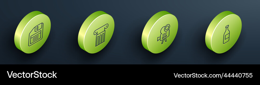 Set isometric line floppy disk ancient column Set isometric line floppy disk ancient column Vector Image