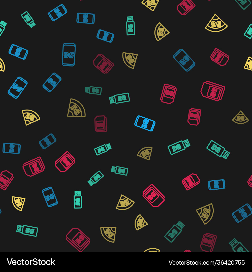 Set line mobile with 5g network modem and sim Vector Image