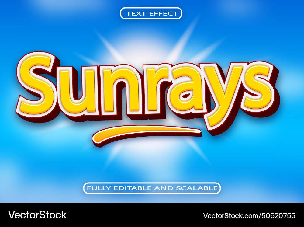 Sun rays editable text effect 3 dimension emboss Sun rays editable text effect 3 dimension emboss Vector Image