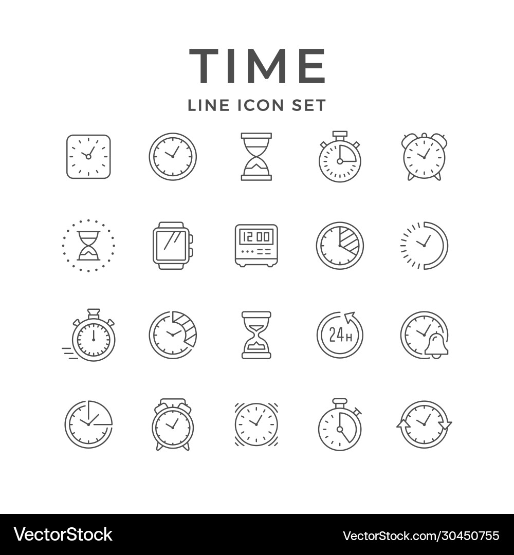 Time Icons - Clock & Timer Set Vector Image
