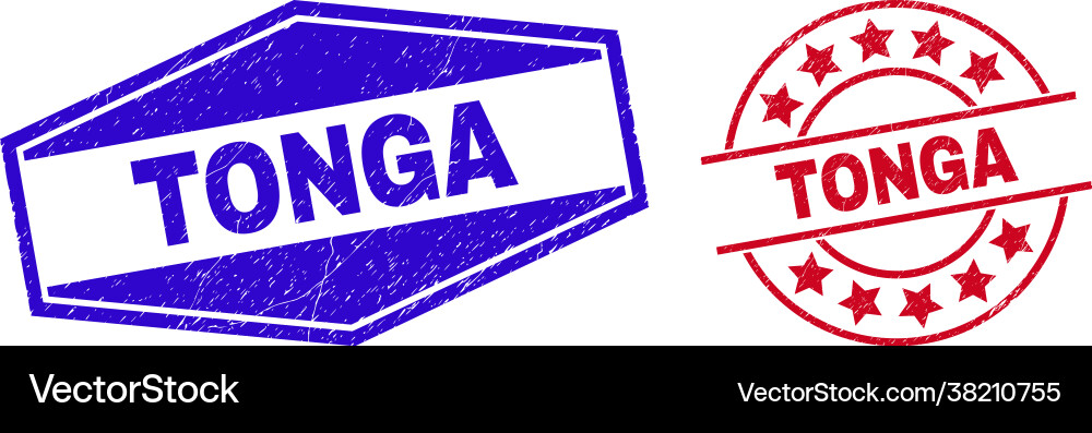 Tonga distress seals in round and hexagonal forms Vector Image