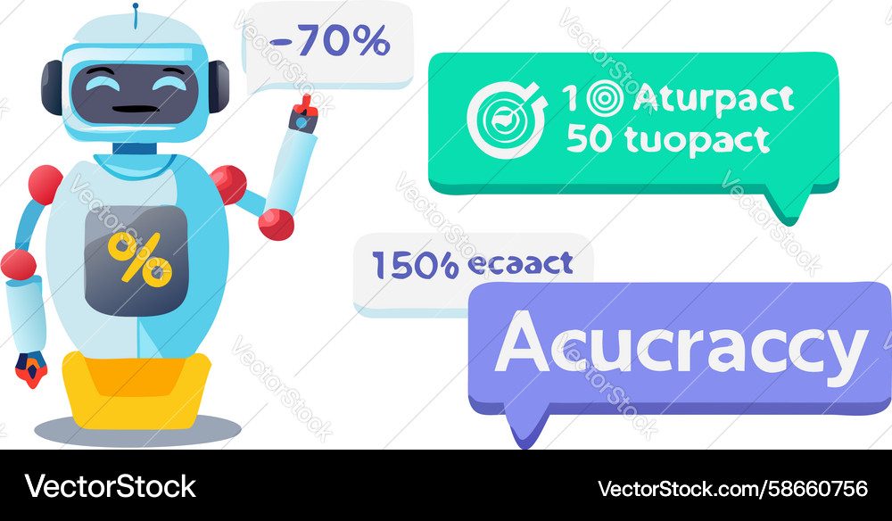 Ai robot presenting impact and accuracy metrics Vector Image