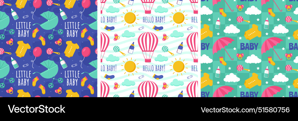 Baby seamless pattern design a set of simple Baby seamless pattern design a set of simple vector image