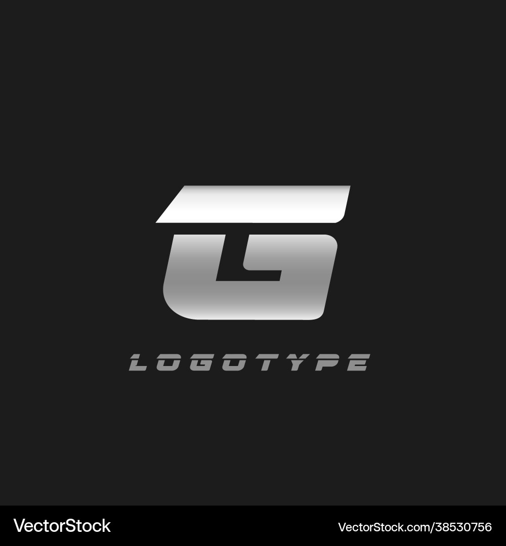 Blade silver letter g bold italic cropped vector image