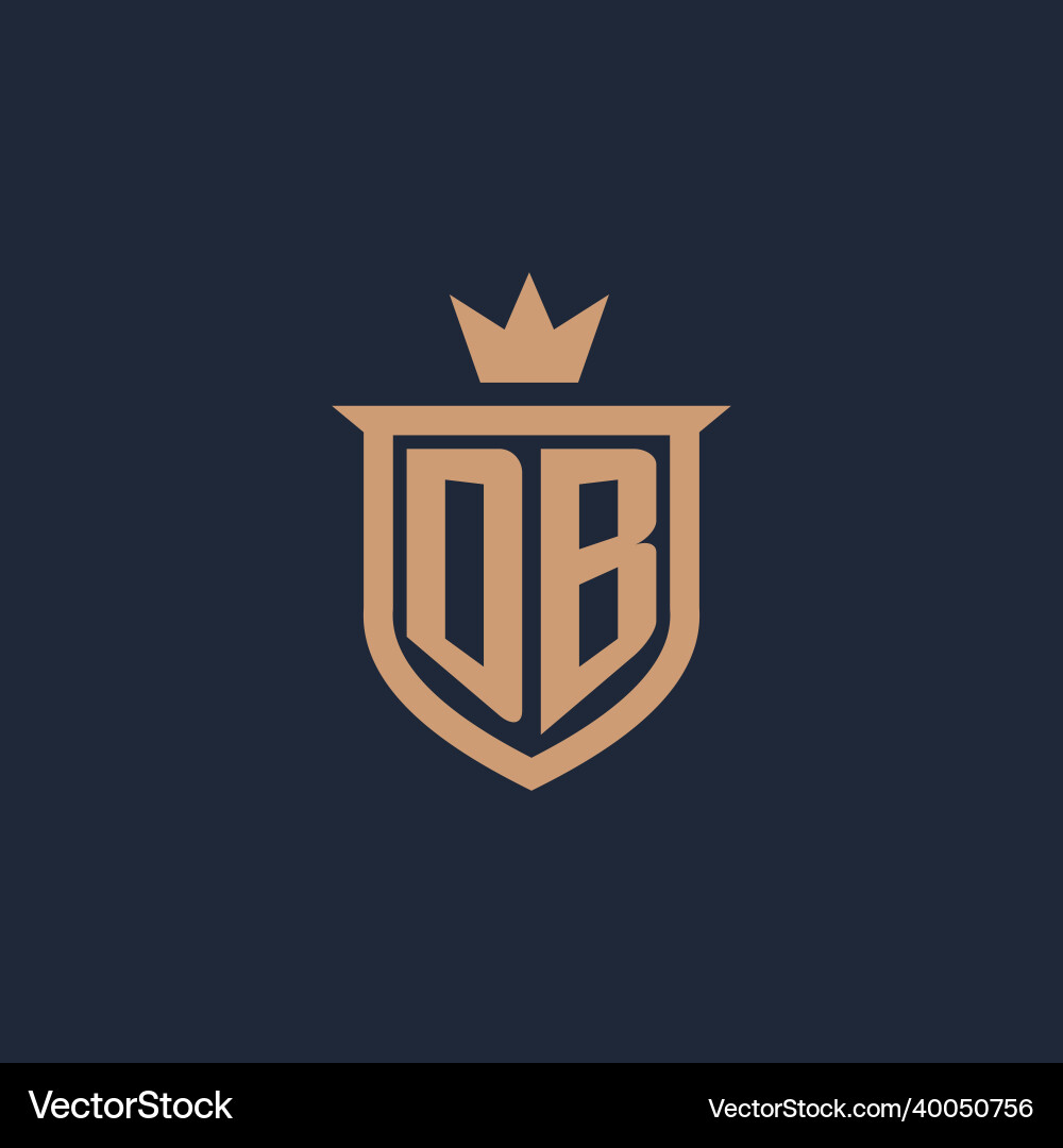 Db monogram initial logo with shield and crown Db monogram initial logo with shield and crown Vector Image