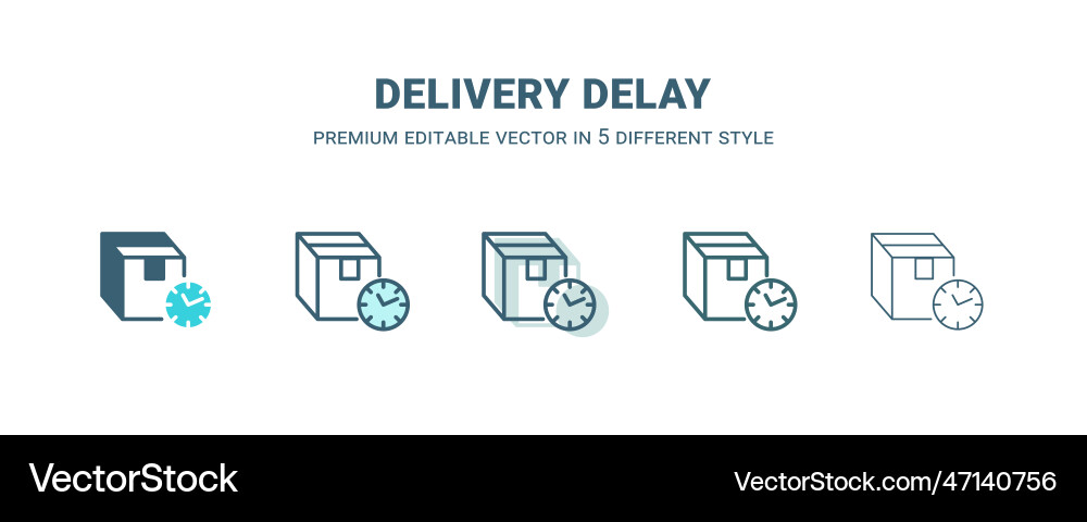 Delivery delay icon in 5 different style outline Delivery delay icon in 5 different style outline vector image