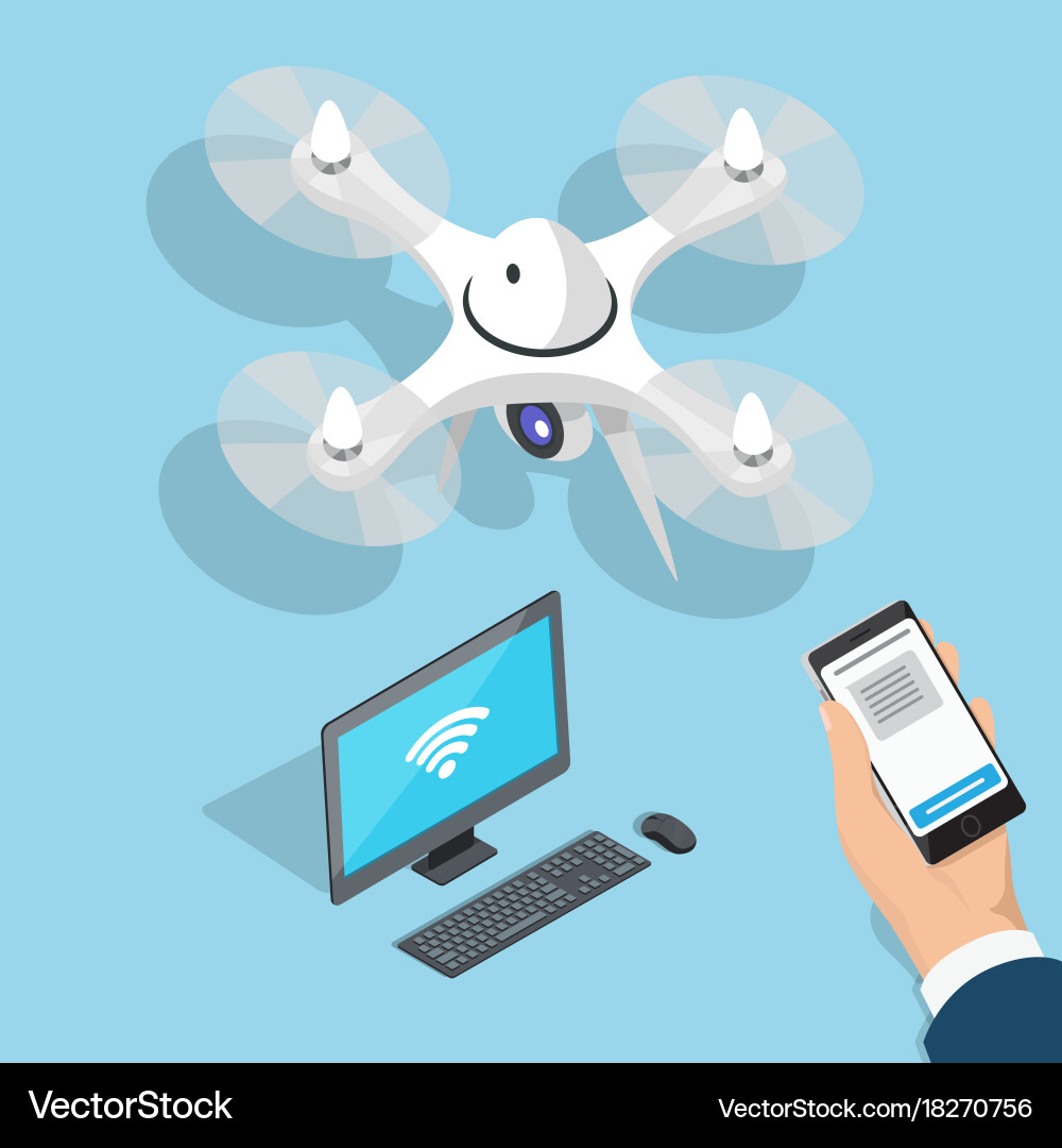 Drone with Phone and Computer vector image