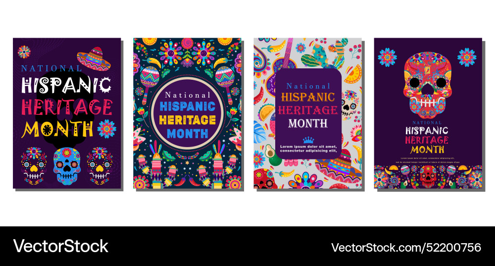 Elegante hispanische Erbe Monat Satz von Gruß Elegante hispanische Erbe Monat Satz von Gruß vektorbild