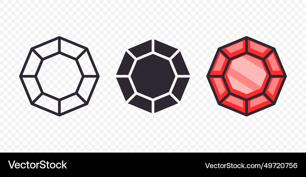 Flat simple minimalistic gemstone icons set Flat simple minimalistic gemstone icons set vector image