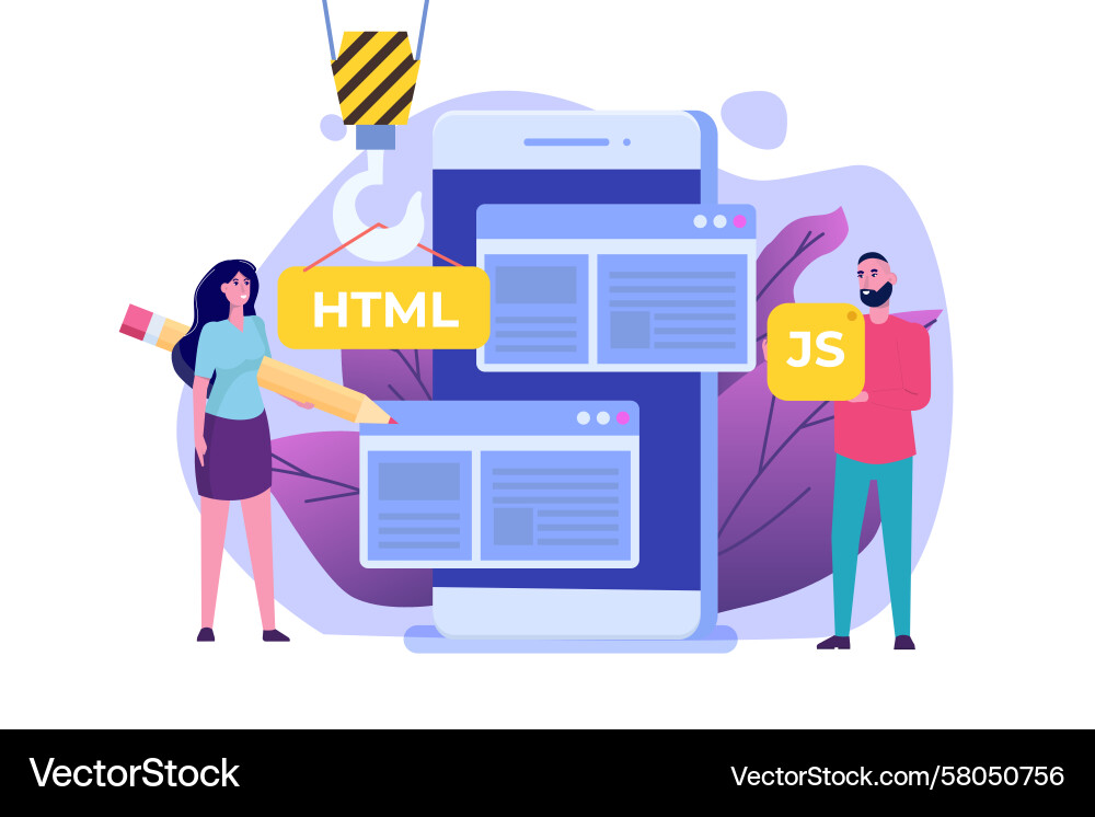 Front-End Development App Concept Vector Image