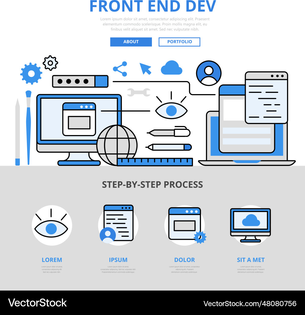 Frontend development front end dev app Vector Image