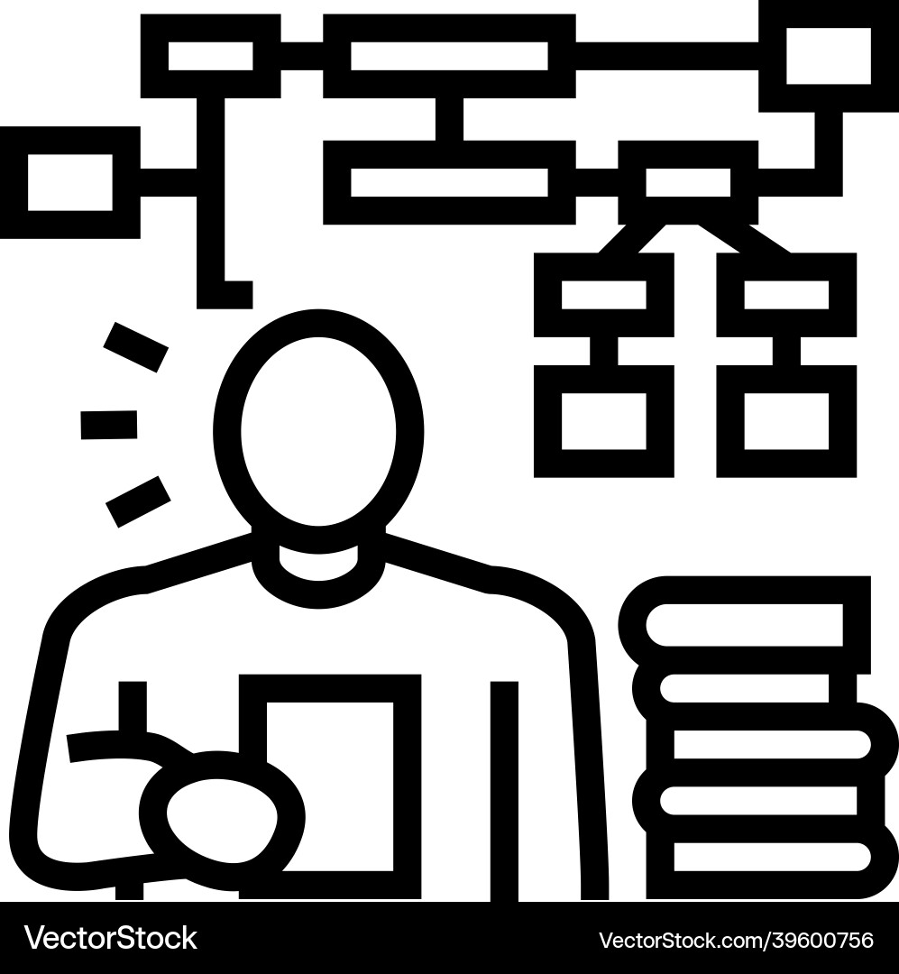 Learning algorithm line icon Learning algorithm line icon vector image