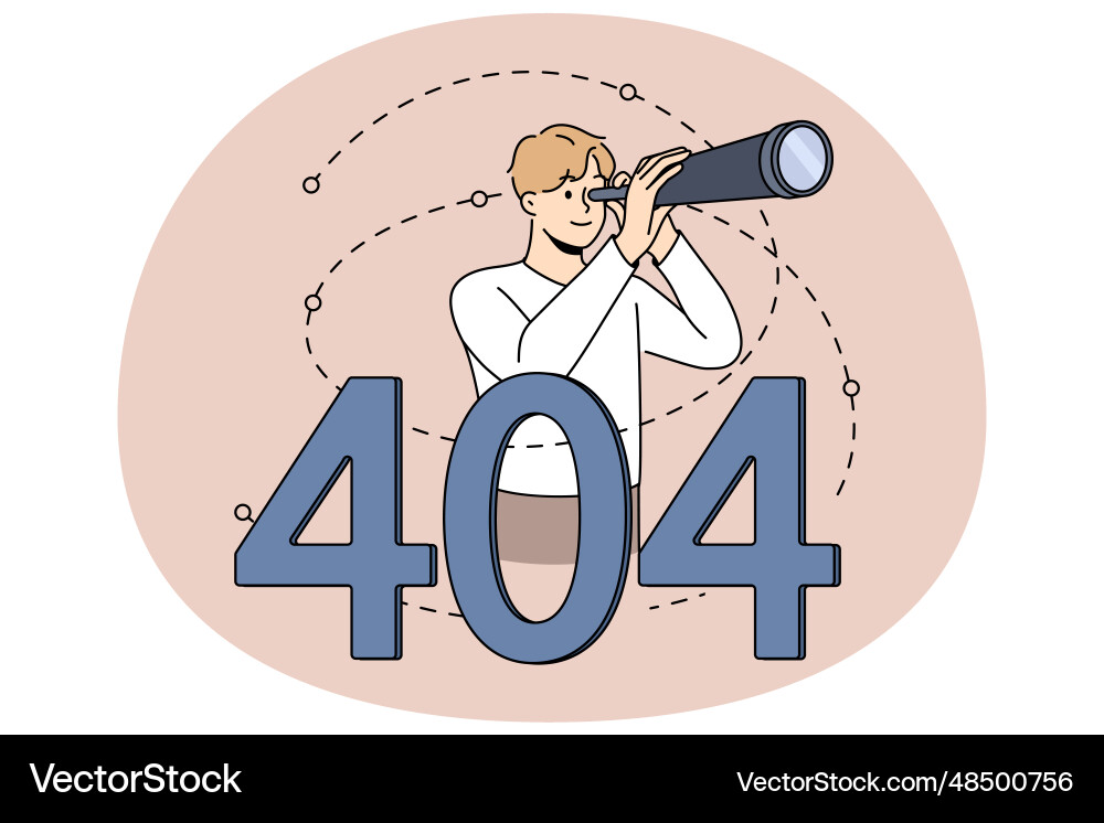 Man see error page on internet Man see error page on internet vector image