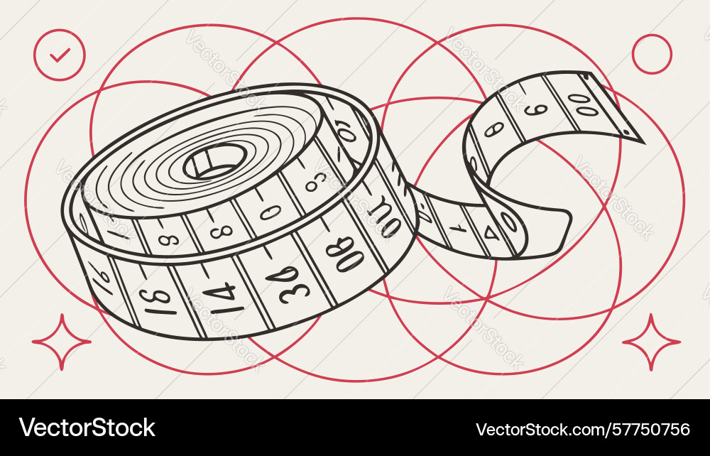 Measuring tape with abstract lines data progress vector image