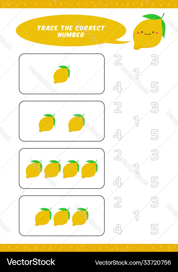 Preschool counting learn worksheet tracing Preschool counting learn worksheet tracing Vector Image