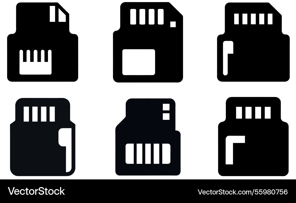 Sd card icons collection memory symbols vector image