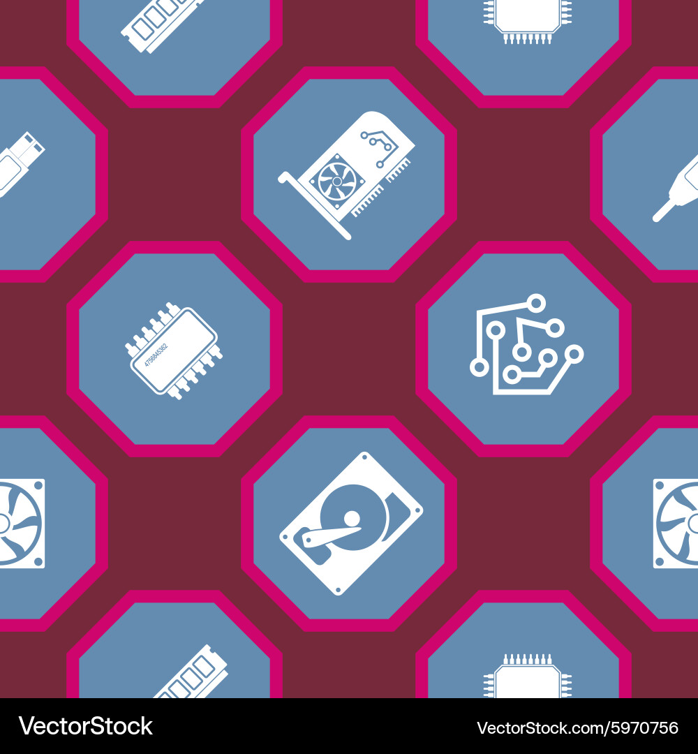 Seamless background with computer hardware Vector Image