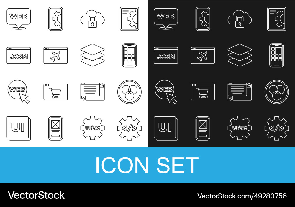 Set line front end development rgb and cmyk color Set line front end development rgb and cmyk color vector image