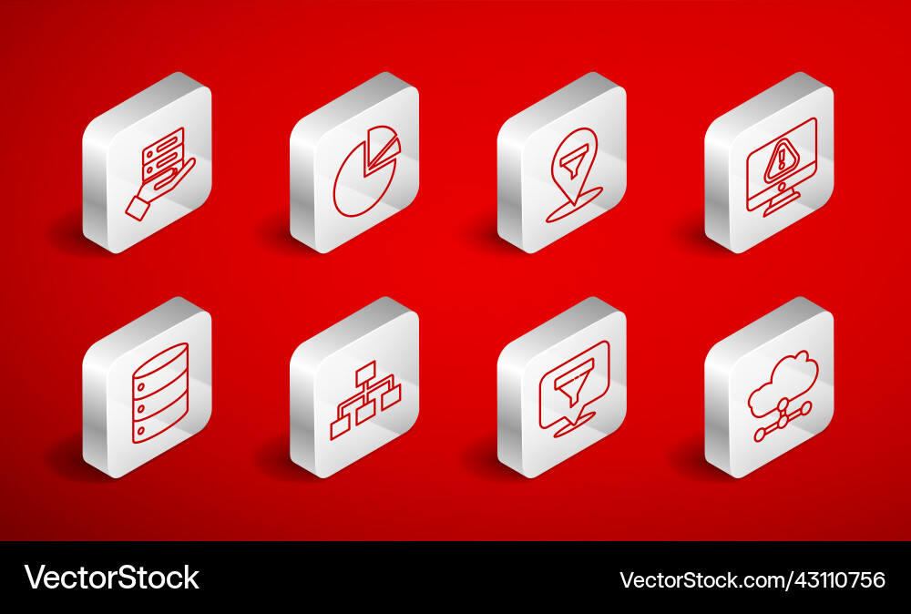 Set line network cloud connection pie chart Set line network cloud connection pie chart vector image