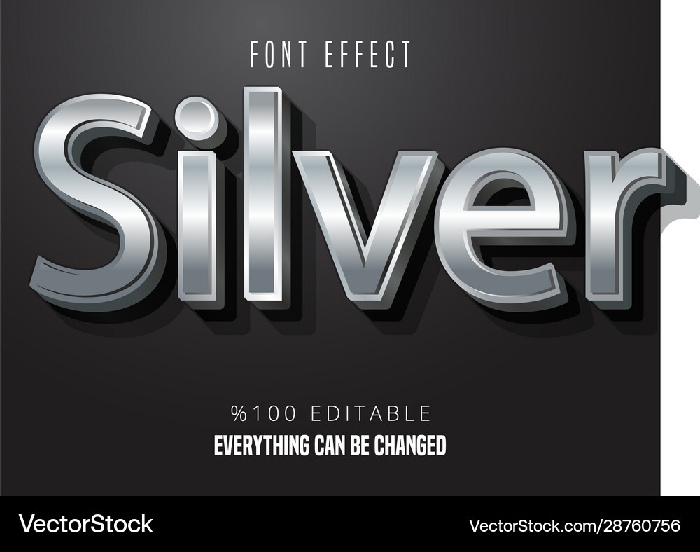 Silver gradient font effect vector image