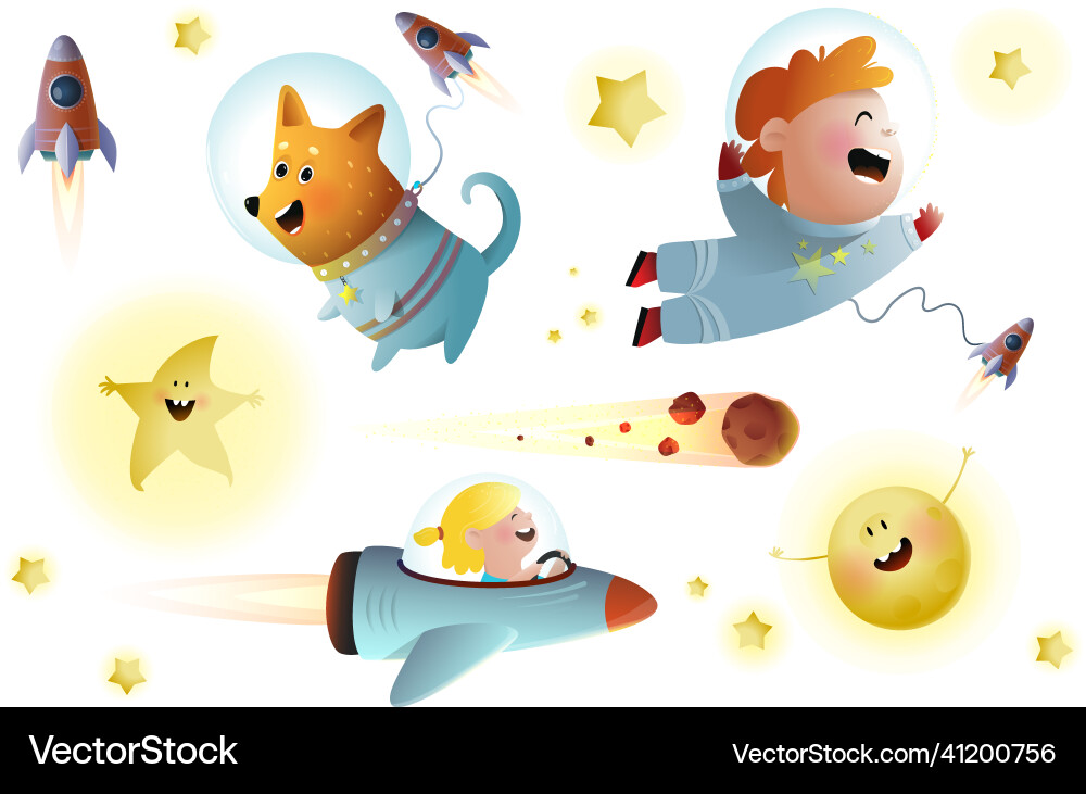 Space und Galaxie Kinder spielen in clipart Space und Galaxie Kinder spielen in clipart vektorbild