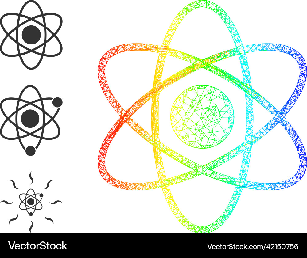 Spectrum gradient network mesh atom icon vector image