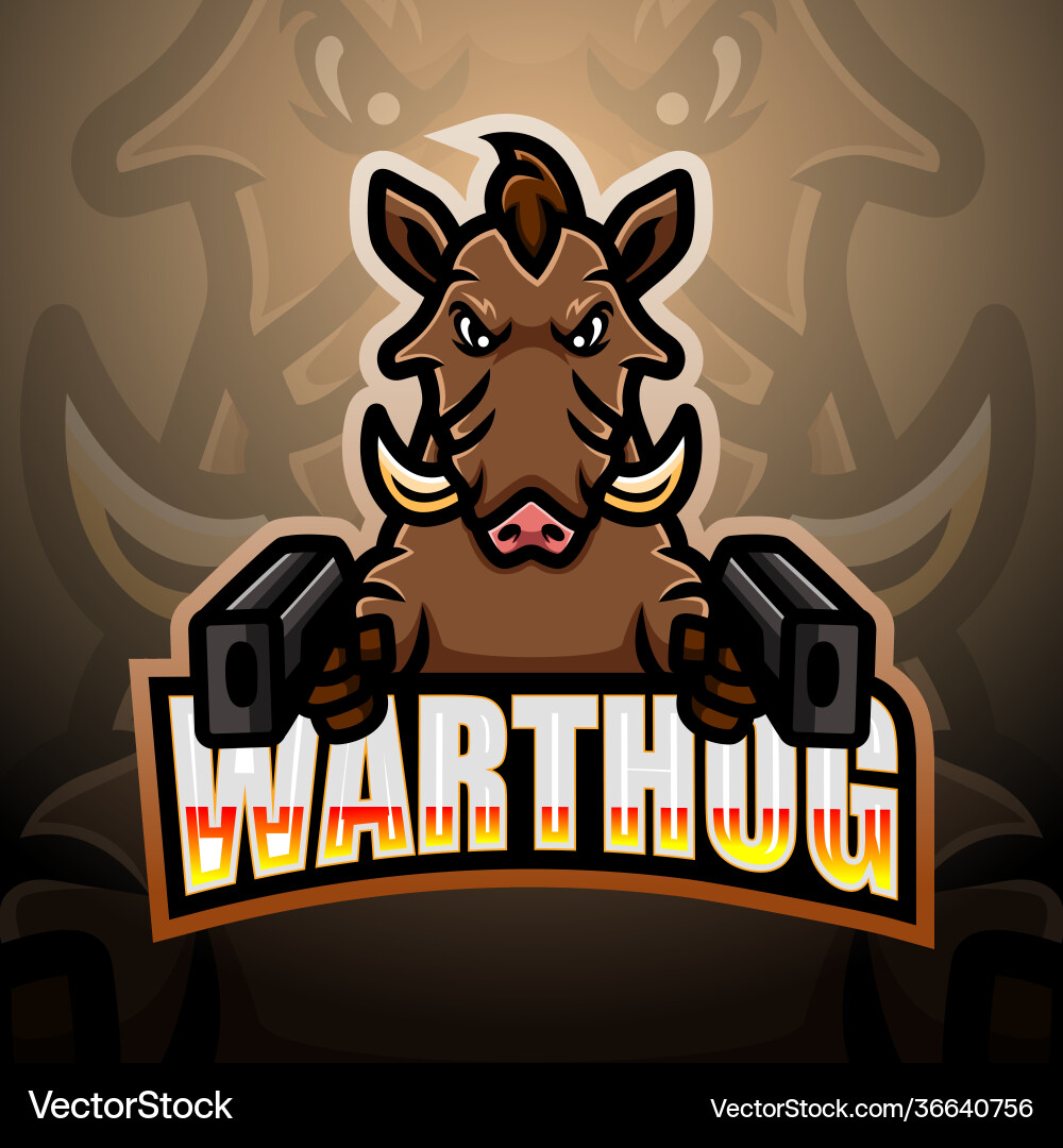 Warthog gunner mascot esport logo design Warthog gunner mascot esport logo design vektorbild