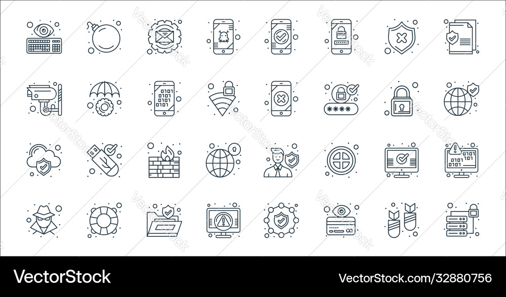 Web-Sicherheitslinie Icons lineare eingestellte Qualität Web-Sicherheitslinie Icons lineare eingestellte Qualität vektorbild