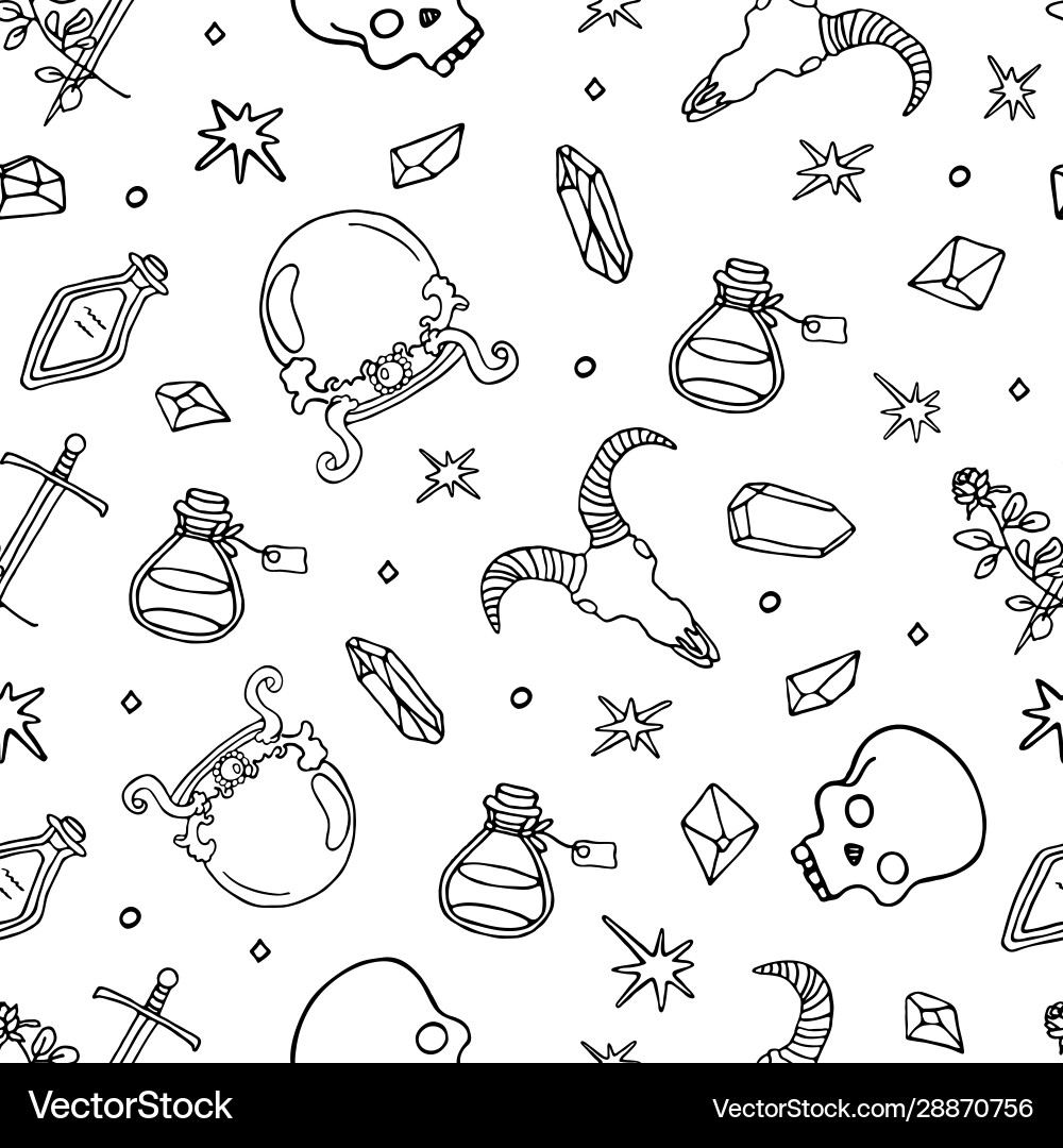 Wiccan seamless pattern with magic symbols Wiccan seamless pattern with magic symbols vector image