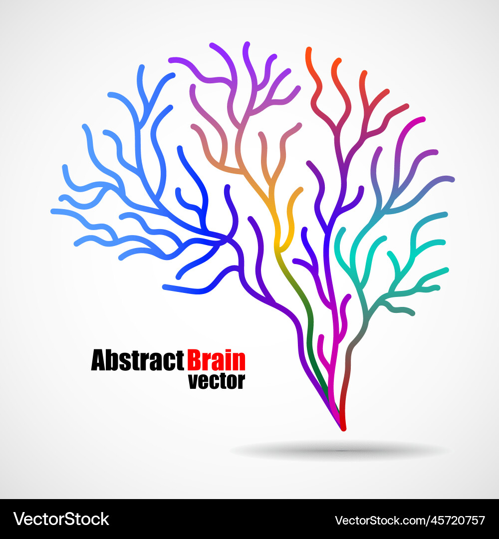 Abstract colorful brain with lines vector image