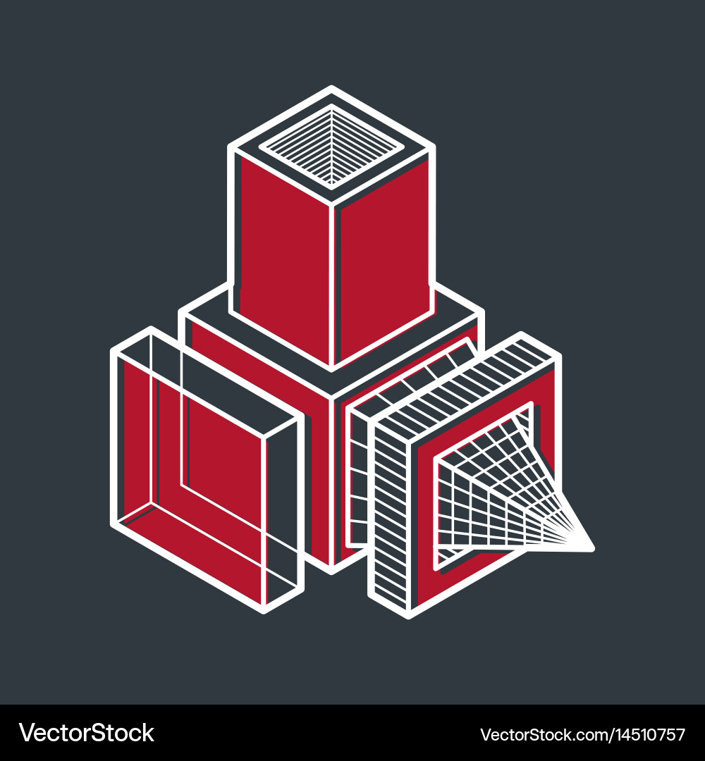 Abstract isometric dimensional shape made using Vector Image