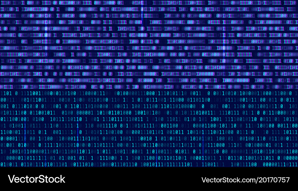 Binärcode blaue Ziffern auf dem Computerbildschirm Vektorbild