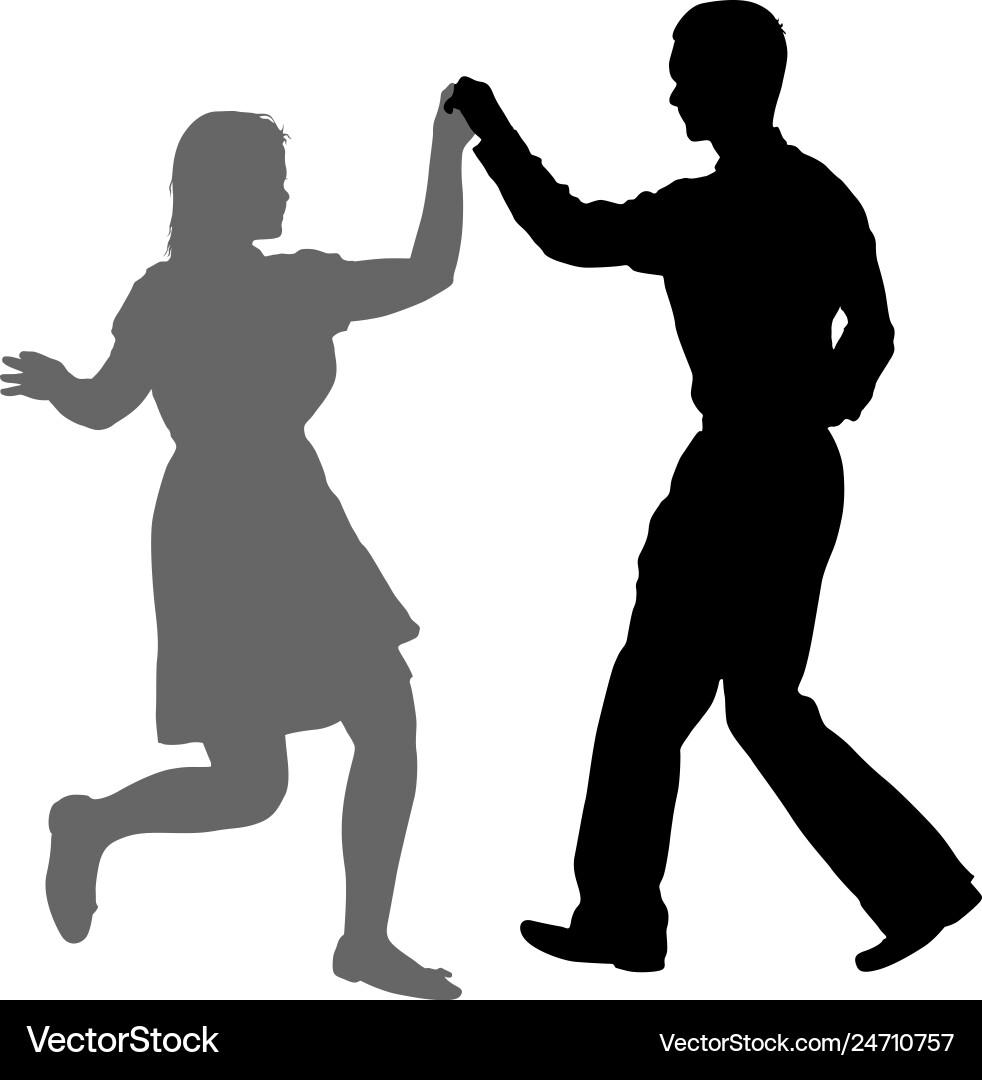 Black silhouettes dancing man and woman on white Black silhouettes dancing man and woman on white Vector Image
