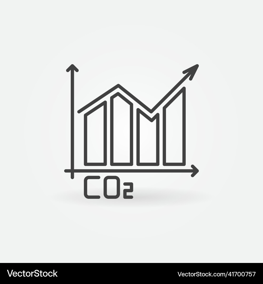Co2 graph bar chart with arrow thin line Co2 graph bar chart with arrow thin line vector image