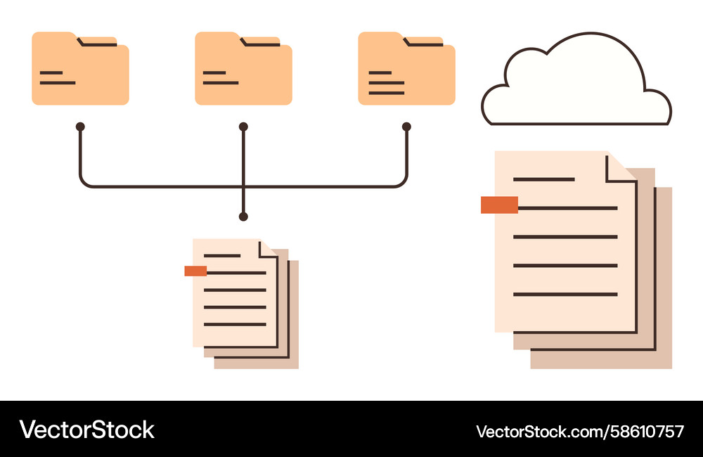 Data sharing and cloud storage with folder Vector Image