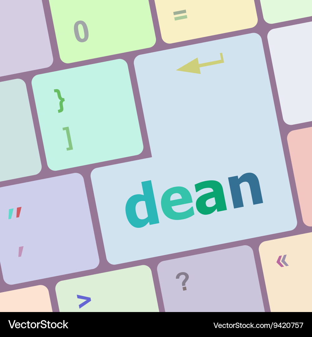 Dean word on computer pc keyboard key Vector Image